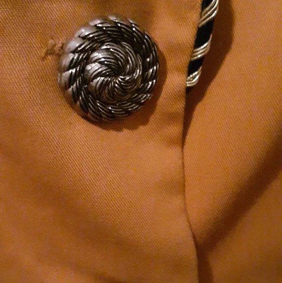 Vintage 80's 2 Piece Floral Skirt and Goldenrod with Trim Blazer Suit Set - 10 - Picture 5 of 11